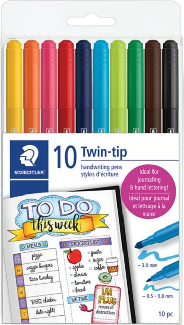 Staedtler Twin Tip Handwriting Color Pens  10 Count
