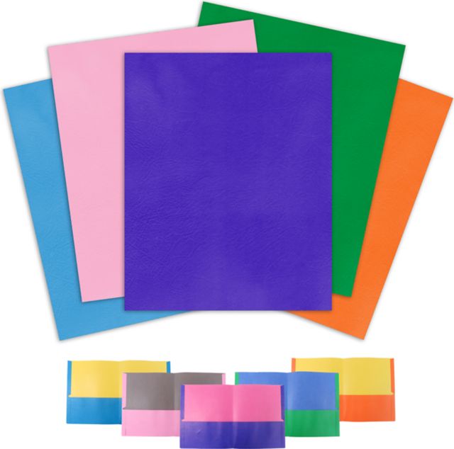 Roaring Spring Double Dip 2-Color Embossed 2-Pocket Folder, 11.75'' x 9.5'', Assorted Colors