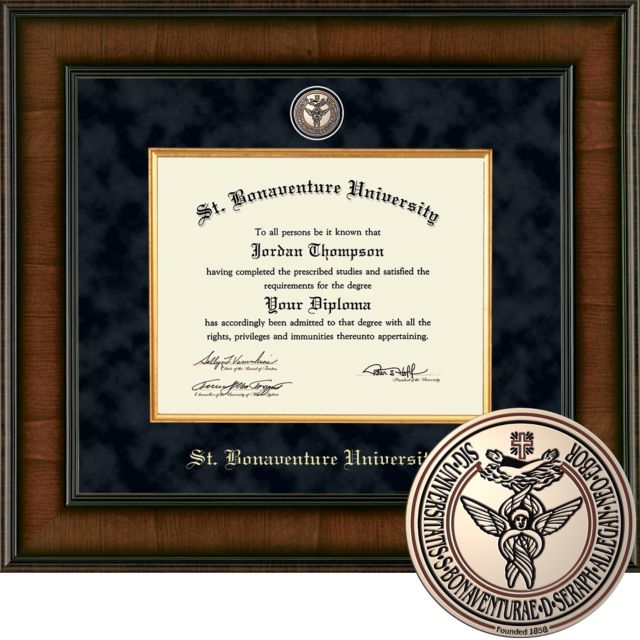 St. Bonaventure University, Presidential Diploma Frame. Bachelors, Masters.