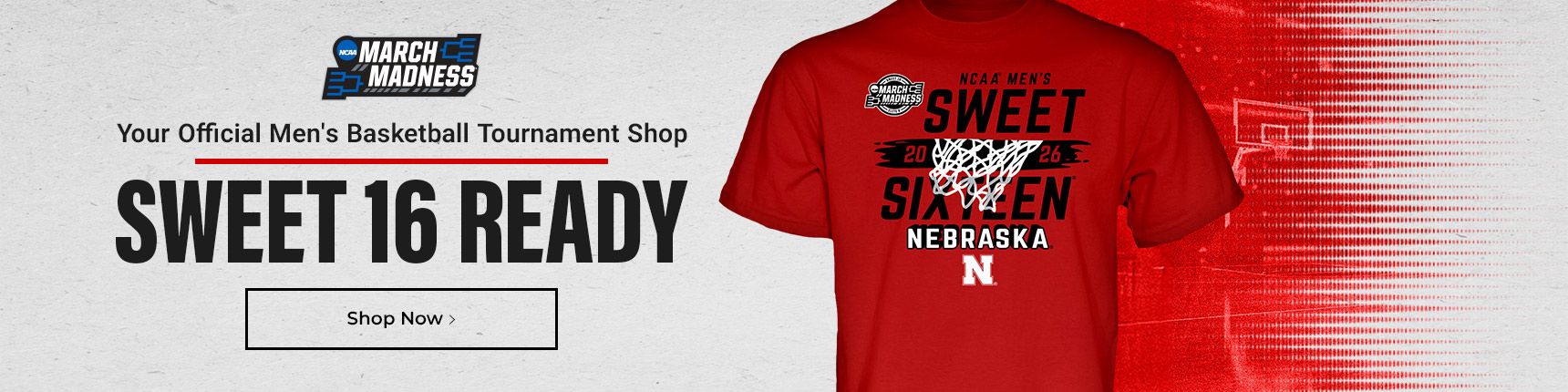 Your official men's basketball tournament shop. Sweet 16 ready. Shop Now.