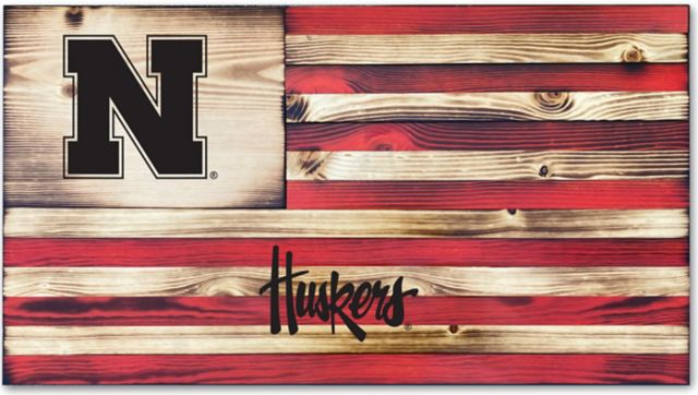 University of Nebraska - Lincoln Wood Etched Flag - ONLINE ONLY
