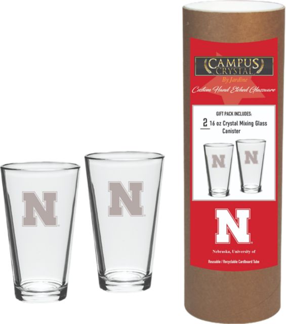 University of Nebraska - Lincoln 16 oz. Etched Glass - Set of 2