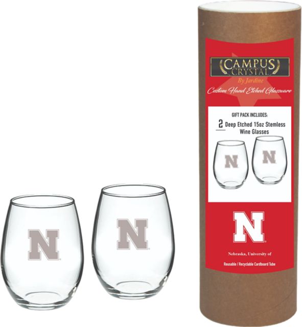 University of Nebraska - Lincoln 15 oz. Stemless Wine Glass - Set of 2