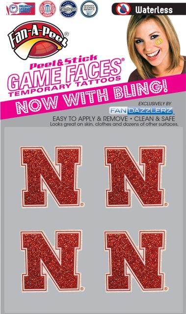 University of Nebraska - Lincoln 4-Pack Waterless Glitter Tattoo