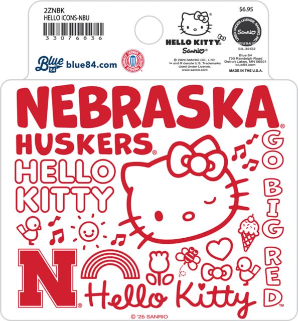 University of Nebraska Hello Kitty Full Size Sticker