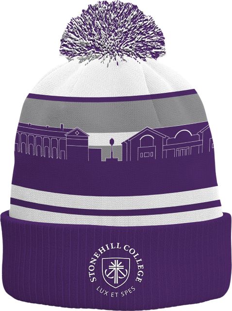 Stonehill College Pom Knit Beanie