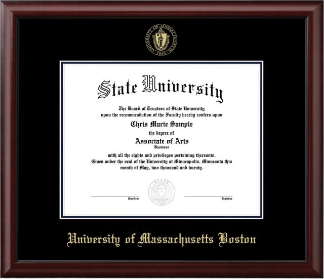University of Massachusetts-Boston Mahogany Scholar Diploma Frame