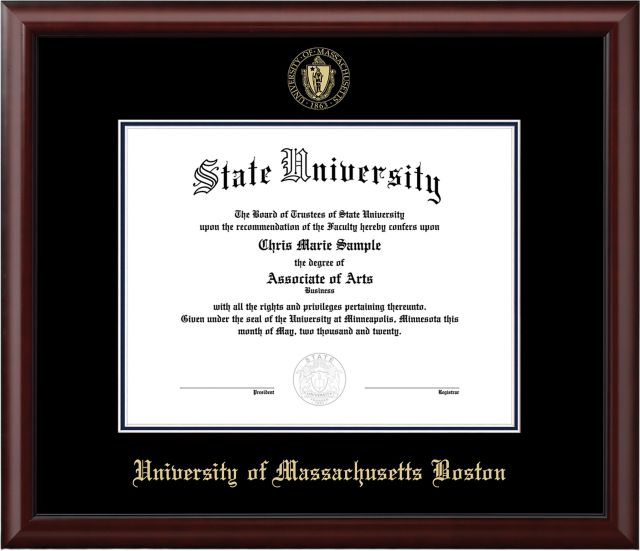 University of Massachusetts-Boston Mahogany Scholar Diploma Frame