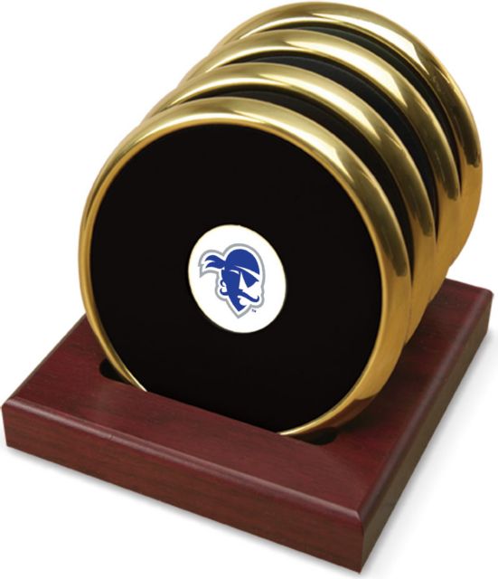 CSI  Set Of 4 Gold Round Coaster Gift Boxed With Colored Medallion - ONLINE ONLY