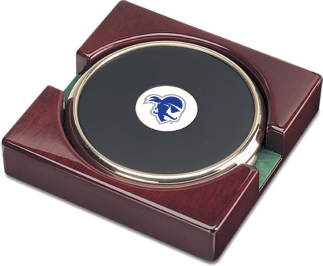 CSI Set Of 2 Gold  Round Coaster Gift Boxed With Colored Medallion - ONLINE ONLY