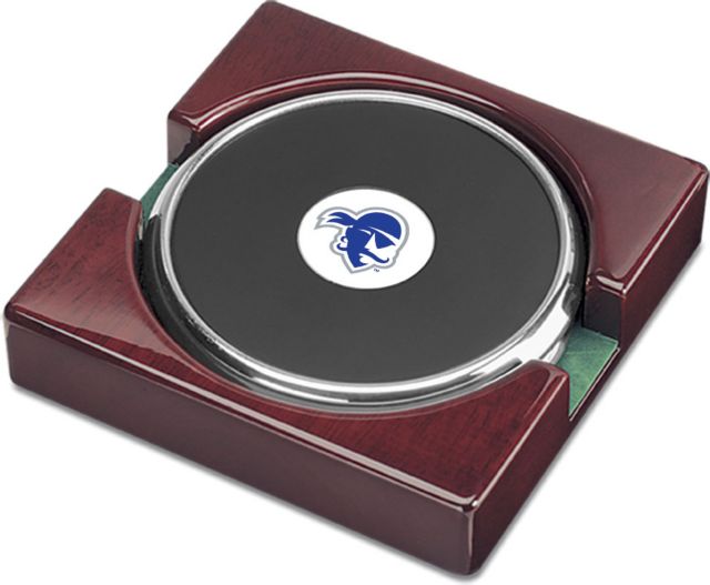 CSI  Set Of 2 Silver Round Coaster Gift Boxed With Colored Medallion - ONLINE ONLY