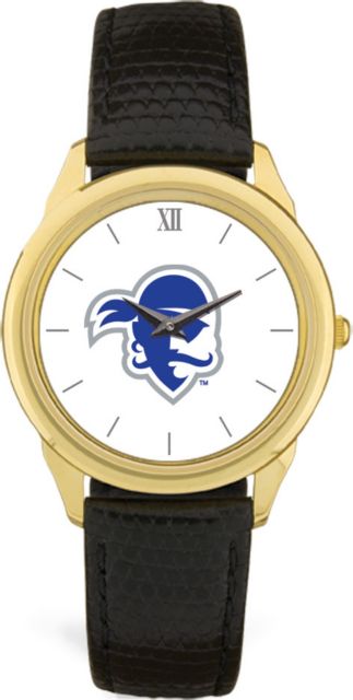 CSI Men's Black Leather  Wristwatch  (Gift Boxed) With Colored Medallion - ONLINE ONLY
