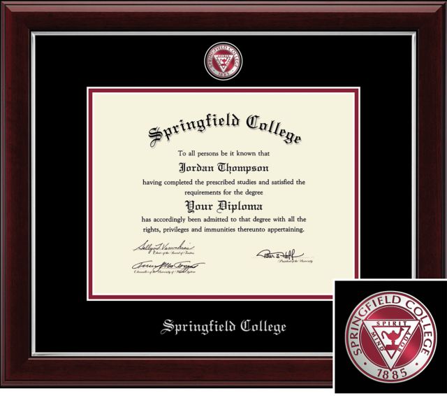 Springfield College, Masterpiece Diploma Frame. Bachelors, Masters.