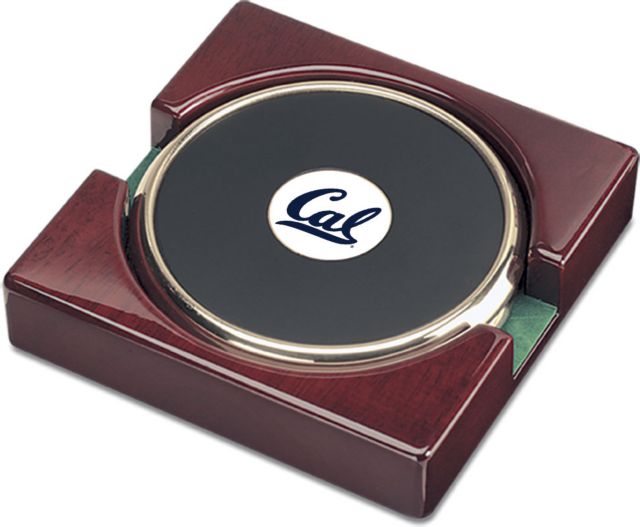 CSI Set Of 2 Gold  Round Coaster Gift Boxed With Colored Medallion - ONLINE ONLY