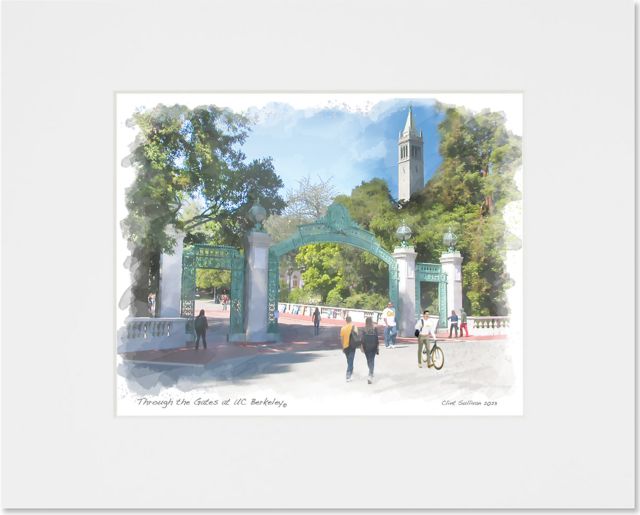 Through the Gates at Berkeley Watercolor Print