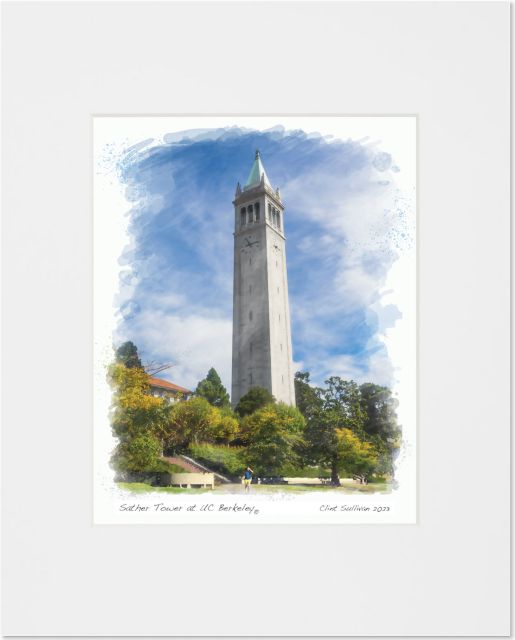 Sather Tower at Berkeley Watercolor Print