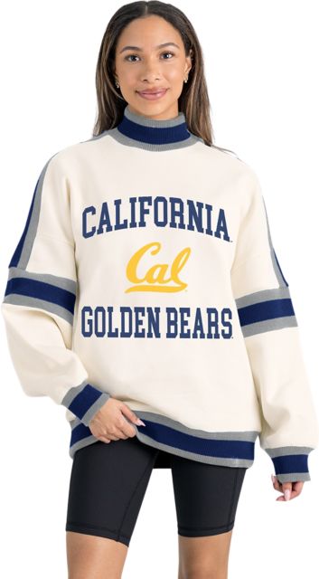 University of California Berkeley Women's Oversized Turtleneck Pullover with Bold Stretch-Knit Striped Detail