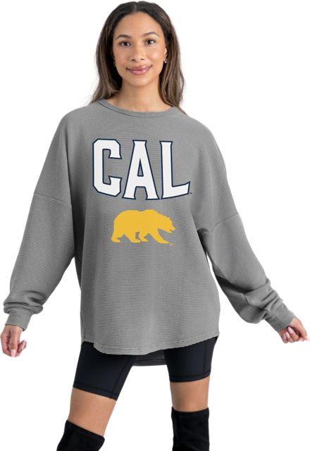 University of California Berkeley Women's Crewneck Essential Corded Pullover with Ribbed Knit Cuff Detail