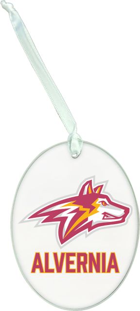 Alvernia University Golden Wolves Glass Ornament