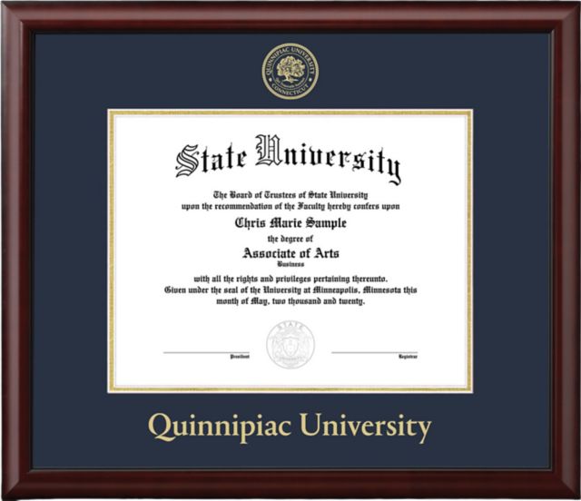 Quinnipiac University Mahogany Scholar Bachelors Diploma Frame