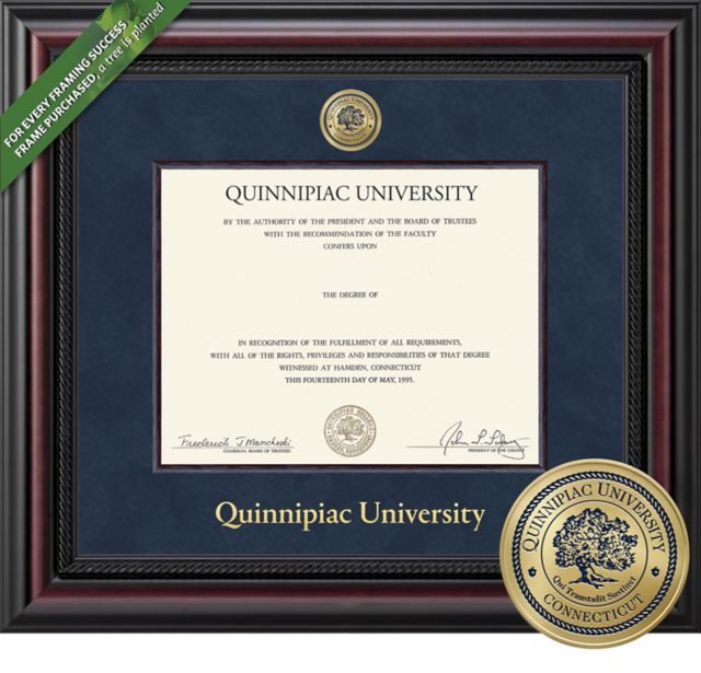 Quinnipiac University Legacy 8.5 x 11 Diploma with Suede Mat, Wood Fillet and Medallion - ONLINE ONLY