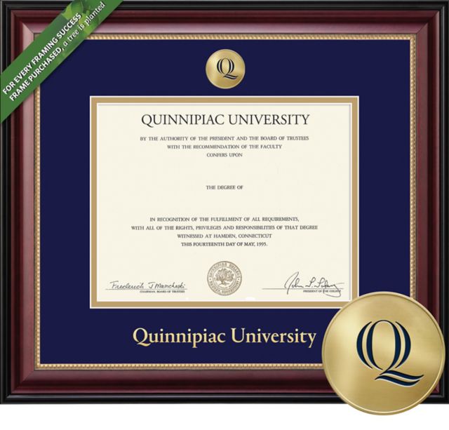 Quinnipiac University Sienna 11 x 14 Diploma with Double Mat and Medallion - ONLINE ONLY