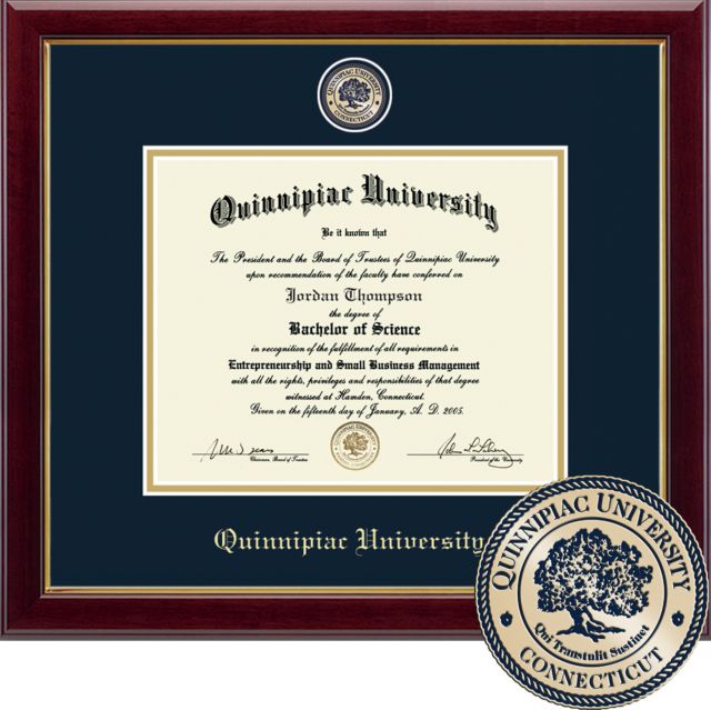 Quinnipiac College Masterpiece Diploma Frame. Bachelors