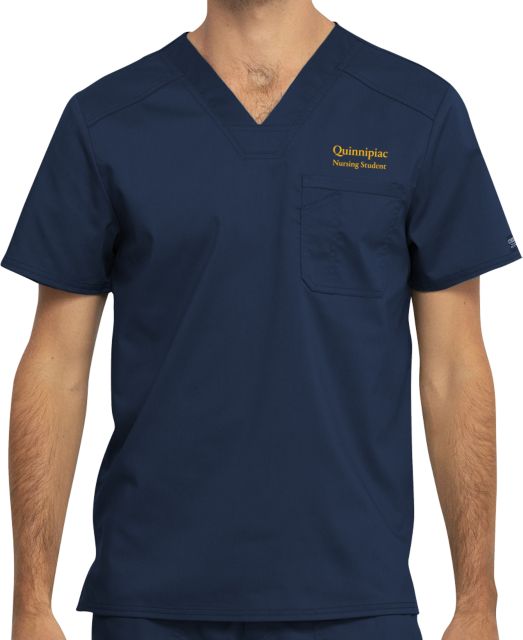 Quinnipiac Mens Navy Revolution Scrub Top Quinnipiac Nursing Student