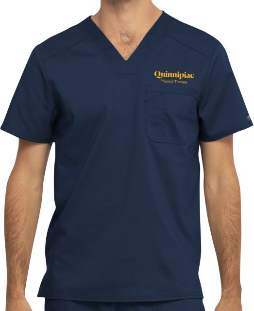 Quinnipiac Physical Therapy Mens Navy Revolution Scrub Top - ONLINE ONLY
