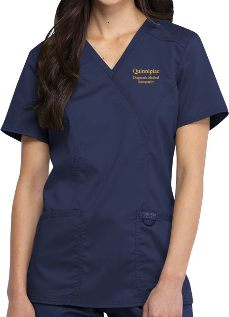 Quinnipiac Womens Navy Revolution Scrub Top Quinnipiac Diagnostic Medical Sonography