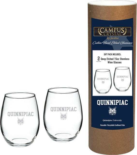 Quinnipiac University 15 oz. Stemless Wineglass - Set of 2