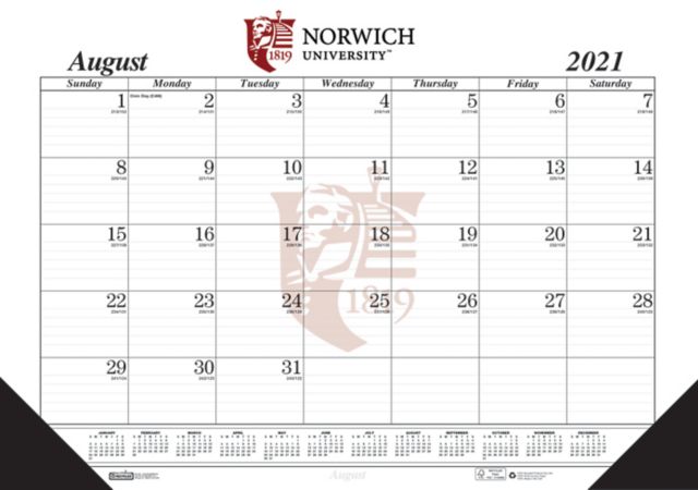 Norwich University 18½ X 13 Academic Year 2022 Desk Pad Aug-July:norwich University