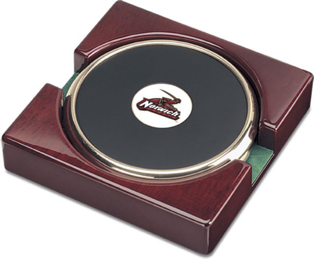 CSI Set Of 2 Gold  Round Coaster Gift Boxed With Colored Medallion - ONLINE ONLY