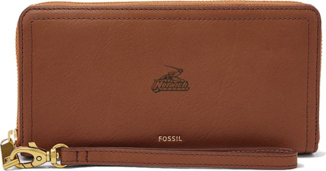 Fossil Leather Logan RFID Zip Around Clutch Brown ONLINE ONLY