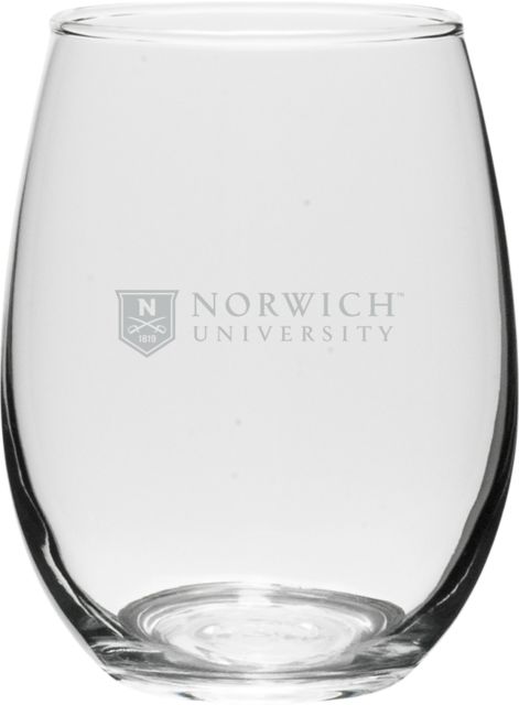 Norwich University 15 oz. Stemless Wine Glass
