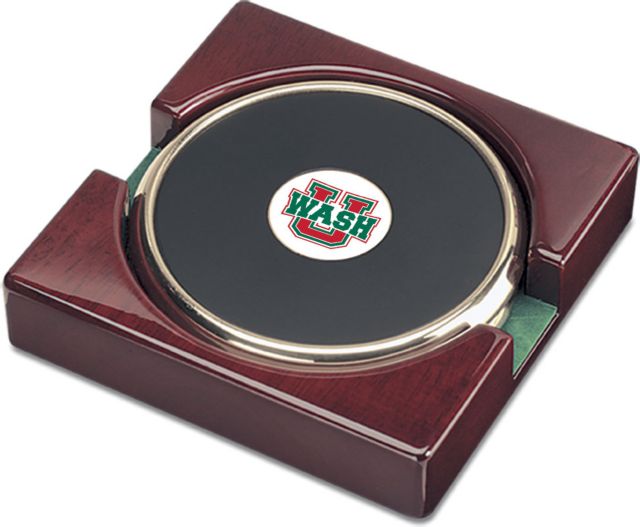 CSI Set Of 2 Gold  Round Coaster Gift Boxed With Colored Medallion - ONLINE ONLY