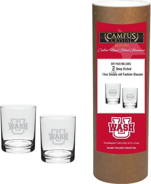 Washington University Bears 14 oz. Double Old Fashion Glass - Set of 2