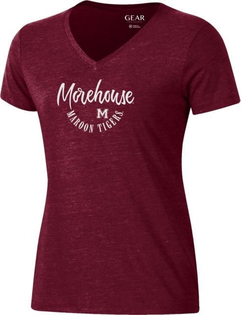 Morehouse College Maroon Tigers Women's V-Neck Short Sleeve T-Shirt