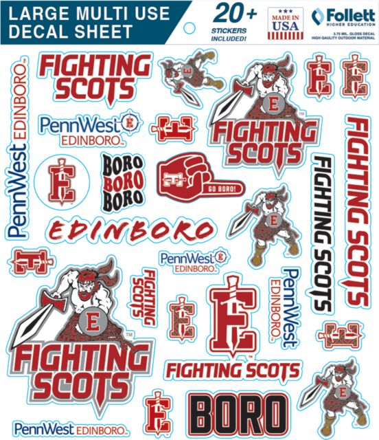 PennWest Edinboro Large Multi Use Decal Sheet Edinboro Sticker Sheet - ONLINE ONLY