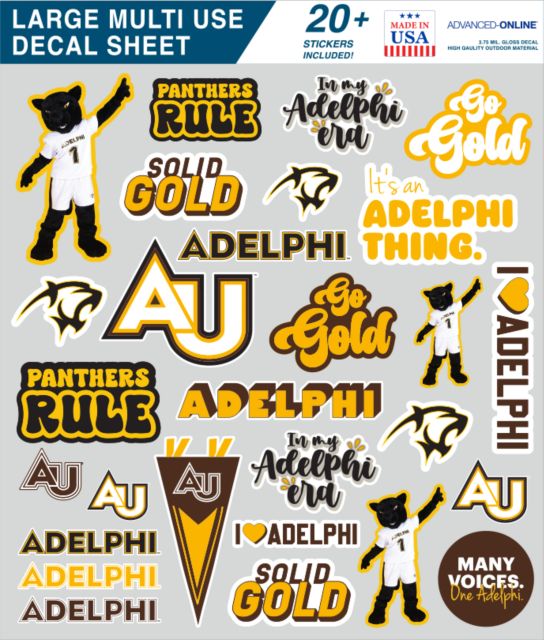Adelphi Large Multi Use Decal Sheet Adelphi University Sticker Sheet - ONLINE ONLY