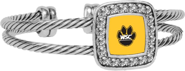 CollegeFanGear Salisbury Crystal Studded Cable Cuff Bracelet with Round Pendant Sammy The Sea Gull