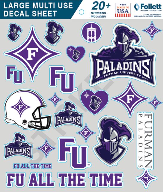 Furman Large Multi Use Decal Sheet Furman University Sticker Sheet - LG - ONLINE ONLY