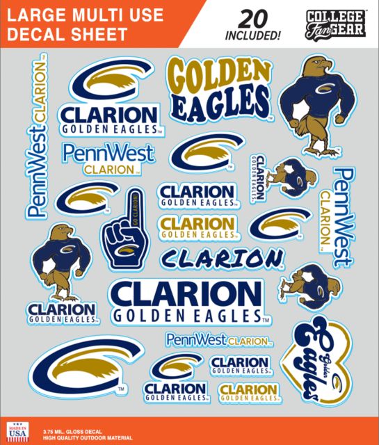 PennWest Clarion Large Multi Use Decal Sheet Clarion Sticker Sheet - ONLINE ONLY