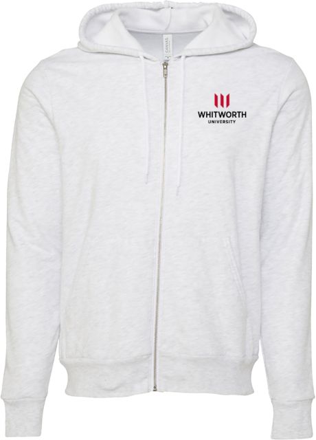 Whitworth Bella + Canvas Full Zip Hood Whitworth University Primary Mark Stacked - ONLINE ONLY,,