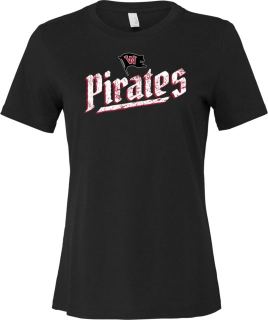 Whitworth Bella + Canvas Womens Relaxed Cotton T Shirt Pirates Wordmark with Flag - ONLINE ONLY