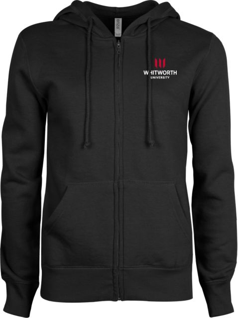 Whitworth ENZA Womens Fleece Full Zip Hoodie Whitworth University Primary Mark Stacked - ONLINE ONLY
