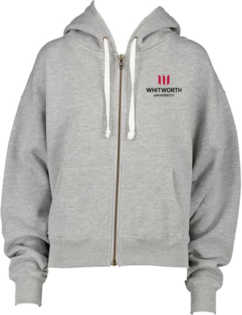 Whitworth ENZA Womens Boxy Full Zip Hood Whitworth University Primary Mark Stacked - ONLINE ONLY