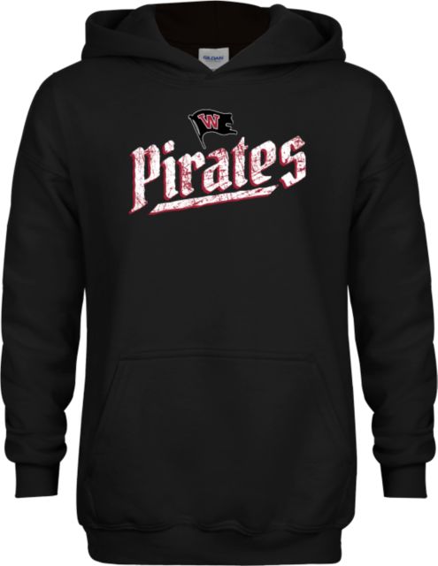 Whitworth Youth Fleece Hoodie Pirates Wordmark with Flag - ONLINE ONLY,,
