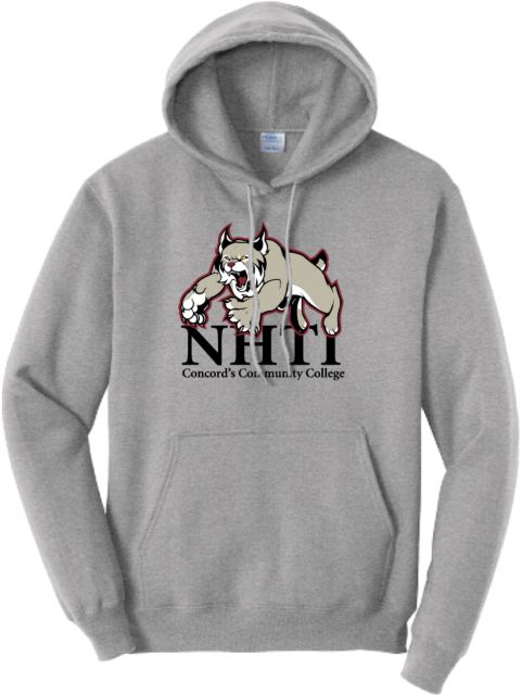 NHTI Concord Tall Athletic Heather Fleece Hoodie NHTI Primary Athletics Mark - PLUS - ONLINE ONLY
