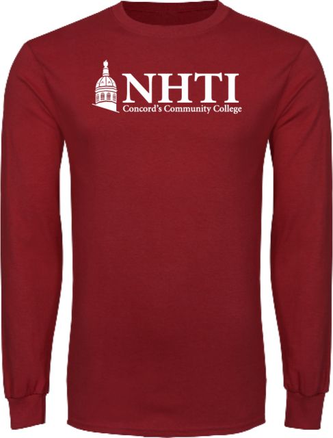 NHTI Concord Cardinal Long Sleeve T Shirt NHTI Primary Wordmark - ONLINE ONLY